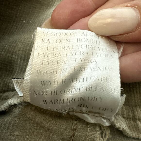 Vintage Khaki Corduroy Bell Bottom Pants Womens M Wide Leg Mid Rise 70s France - Picture 8 of 8